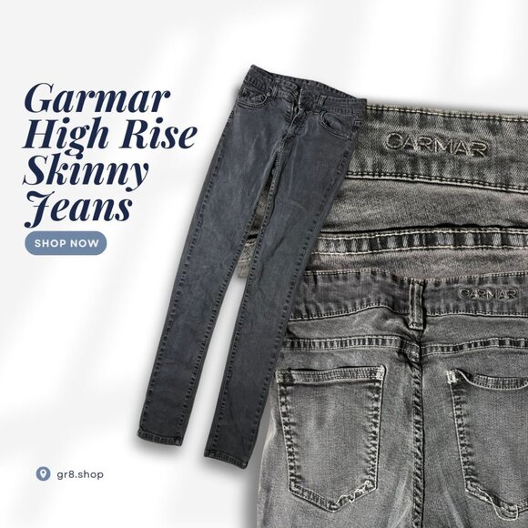 Carmar High Rise Skinny Jeans Gray Distressed Style Size XXS 26 Made In USA Cott - Picture 1 of 9